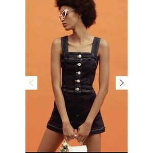 NWT Anthropologie Maeve The Portside Button-Front Romper Denim Edition Size 2